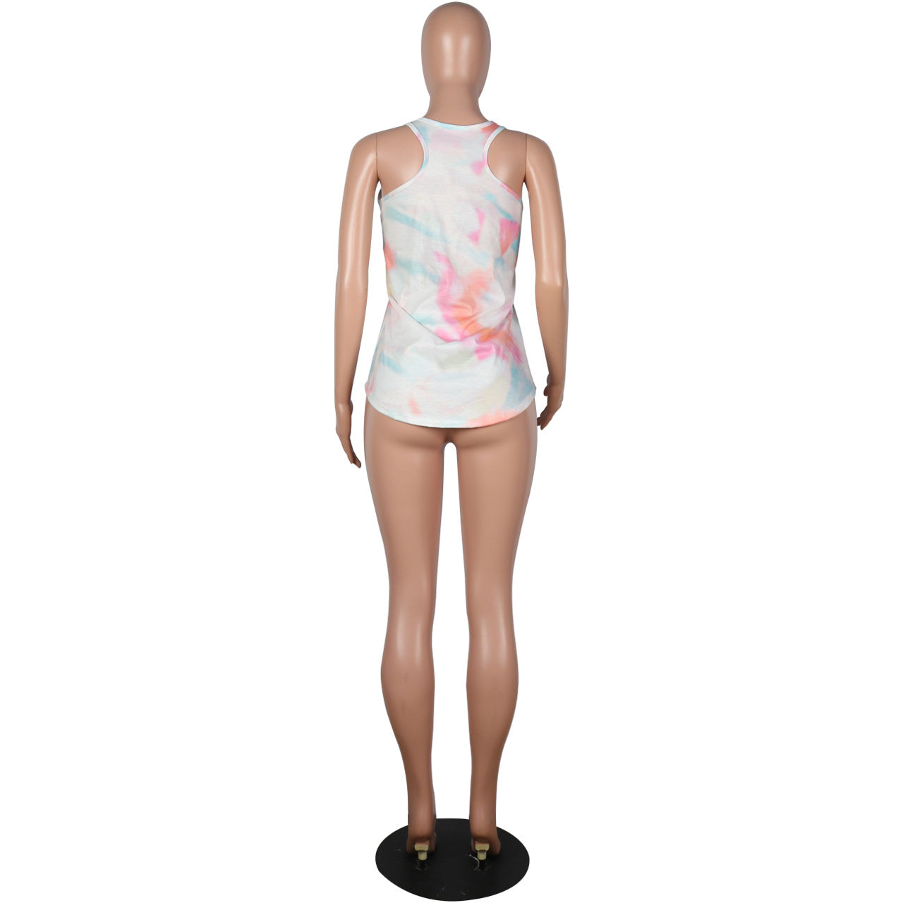 Popular Women Clothing Gradient Color Tie-Dye Loose Top Vest T-shirt