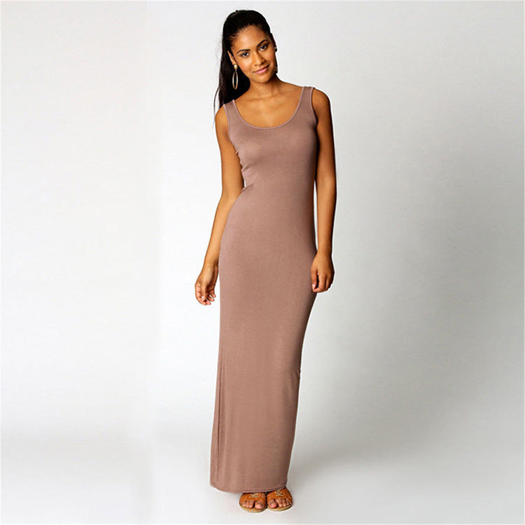 Summer Casual Women Clothing Sexy Vest Maxi Dress Sleeveless Slim Dress