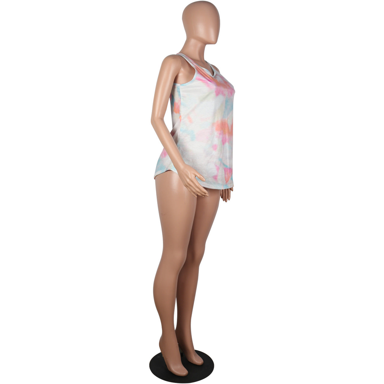 Popular Women Clothing Gradient Color Tie-Dye Loose Top Vest T-shirt