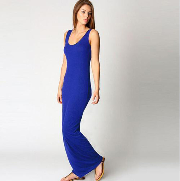 Summer Casual Women Clothing Sexy Vest Maxi Dress Sleeveless Slim Dress