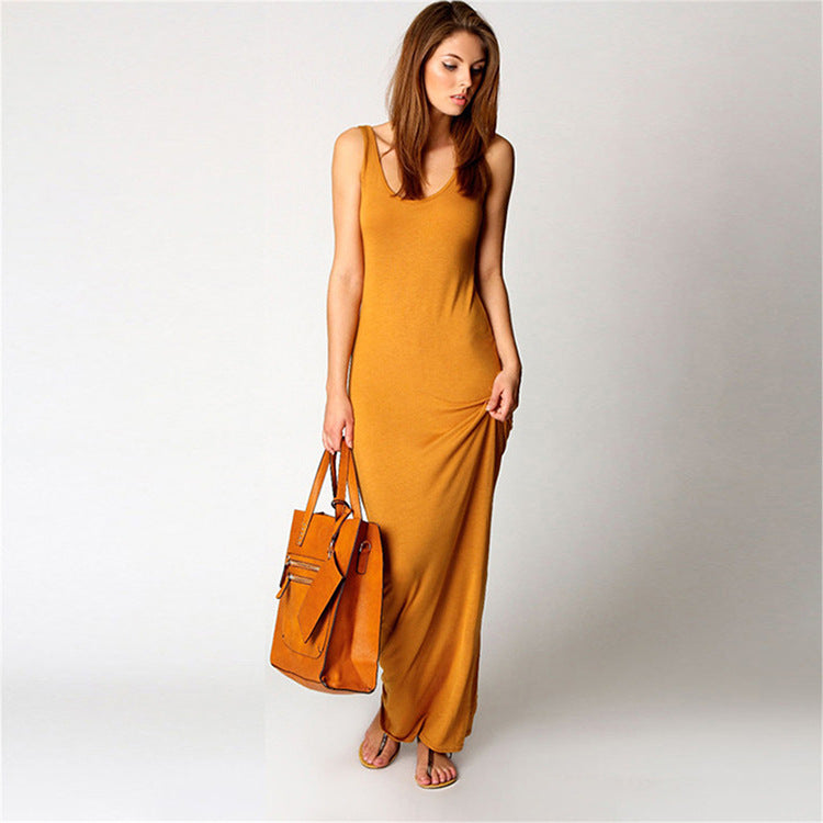 Summer Casual Women Clothing Sexy Vest Maxi Dress Sleeveless Slim Dress