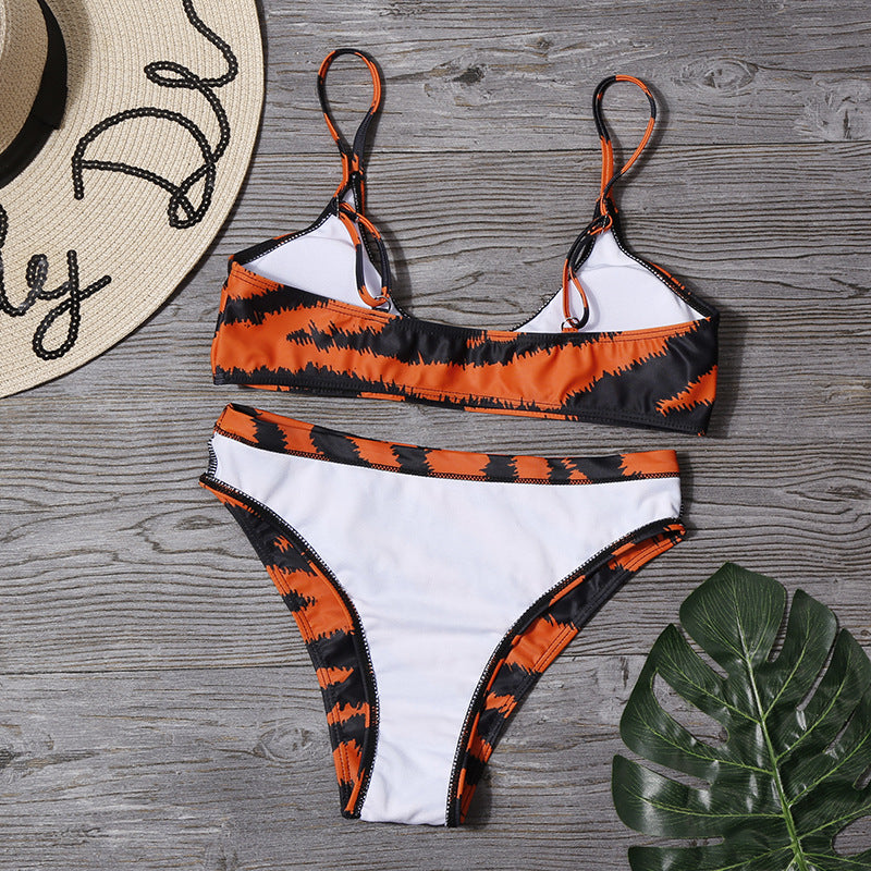 Swimwear Sexy Stripes Split Swimsuit Bikini