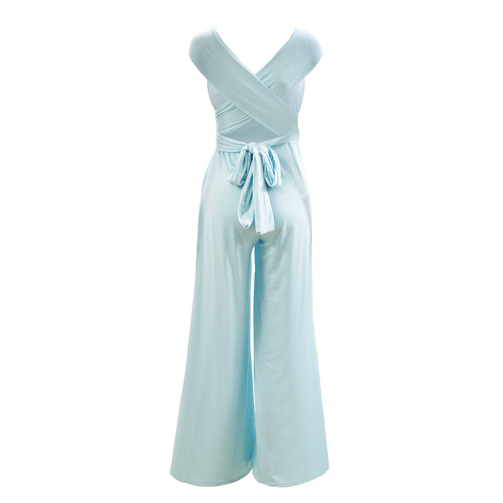 Platform Sexy Women Wear Solid Color Multiple Wear Wide Leg Pants