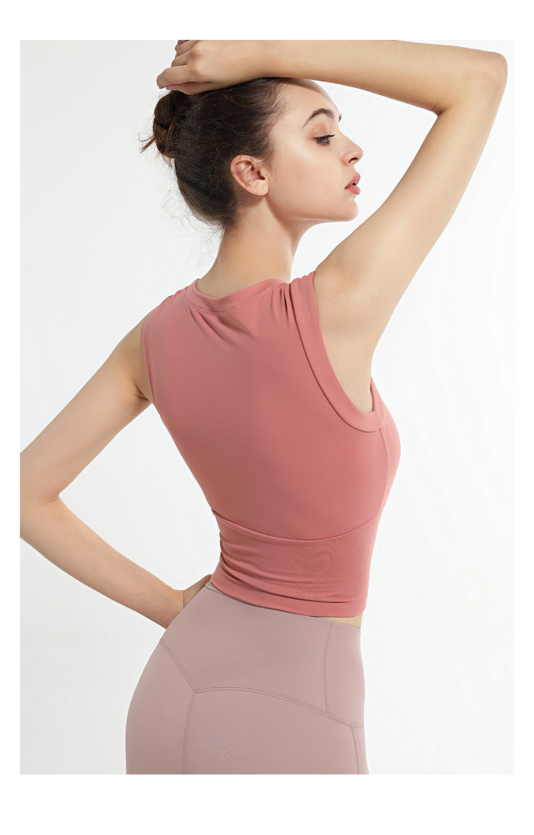 Solid Color Sexy Sports Vest Women Tight Elastic Quick-Drying Running Suit Gym Vest Yoga Jacket
