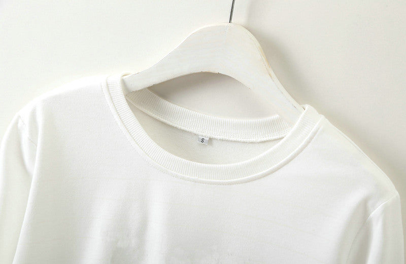 Women Clothing Autumn Winter Los Angeles Letter Graphic Printed Short Long-Sleeved Sweatshirt