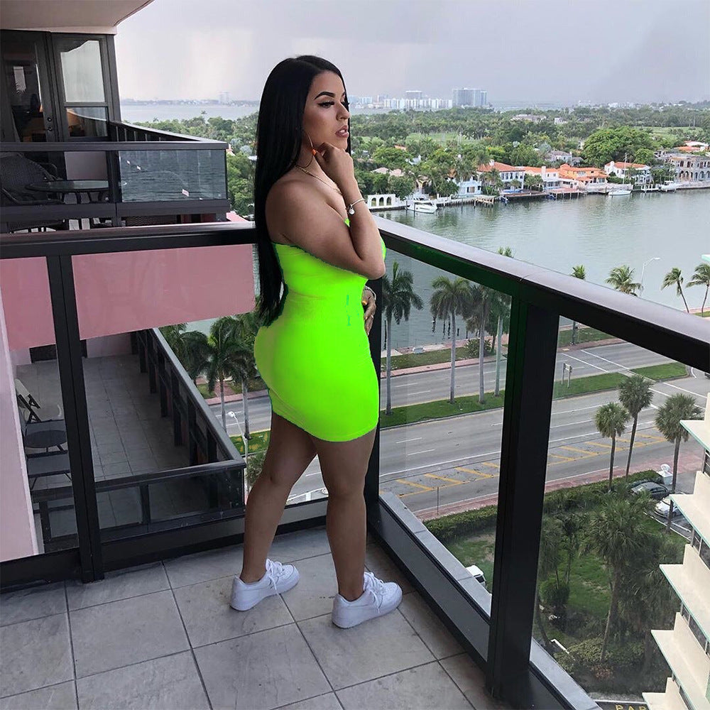 Spring Summer off-Neck Sheath Sexy All-Match Nightclub Dress Women Clothing