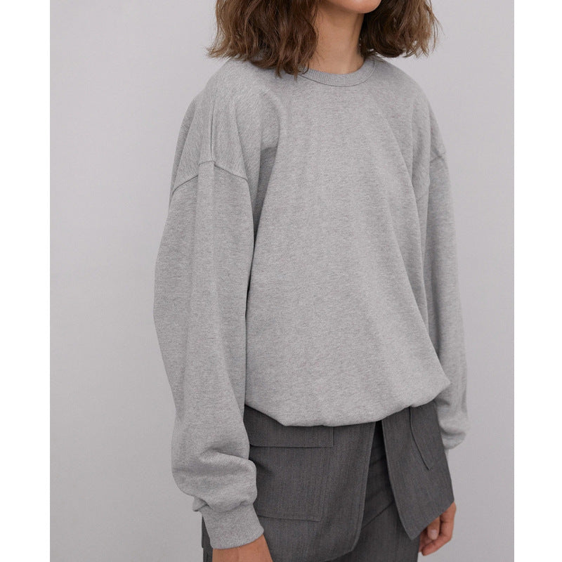 round Neck Loose Top Backless Chain Sports Long-Sleeved T- for Women Sweatshirt