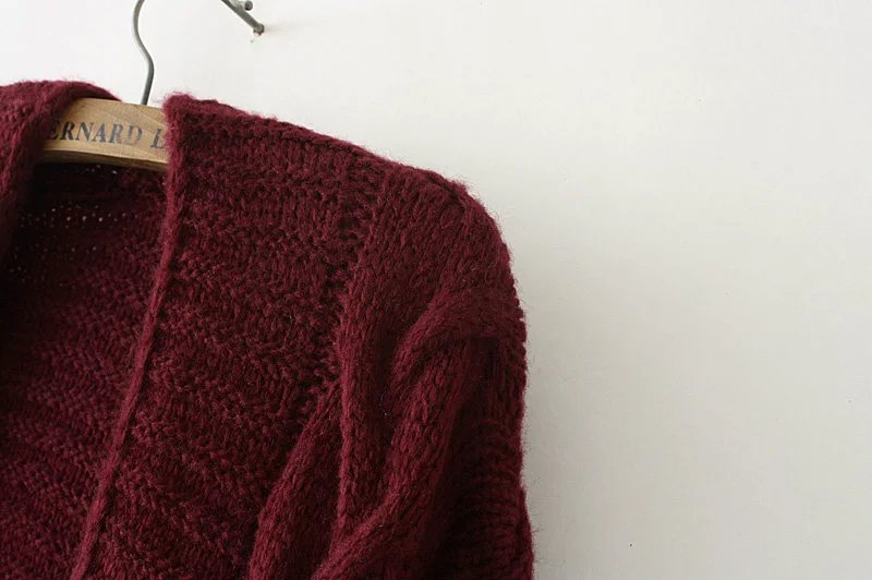 Women Clothing Autumn Winter Twist Knitted Sweater Cardigan Mid-Length Coat