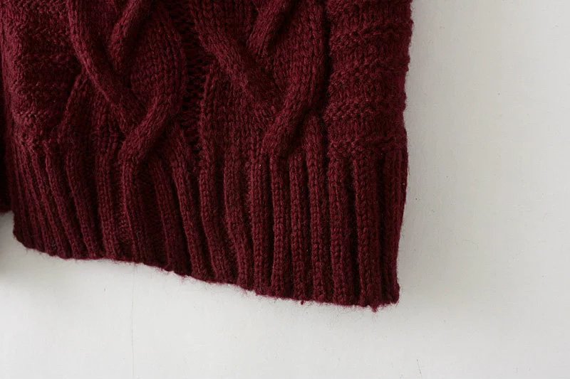 Women Clothing Autumn Winter Twist Knitted Sweater Cardigan Mid-Length Coat