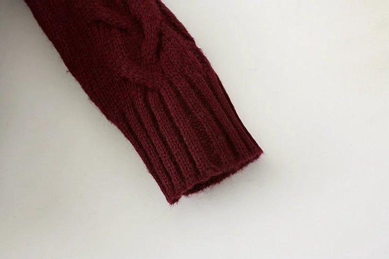 Women Clothing Autumn Winter Twist Knitted Sweater Cardigan Mid-Length Coat