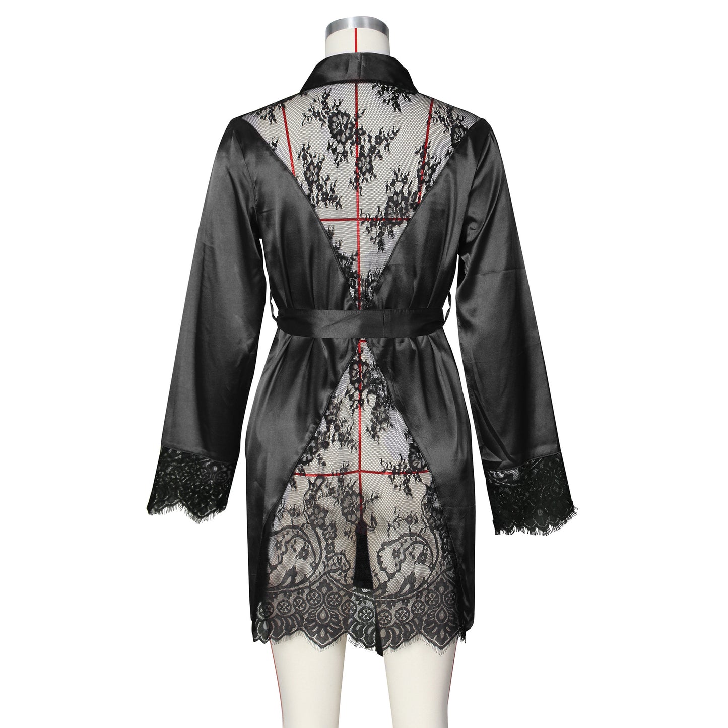 Ladies Robe Sexy See through Lace Cardigan Pajamas Bathrobe Pajamas