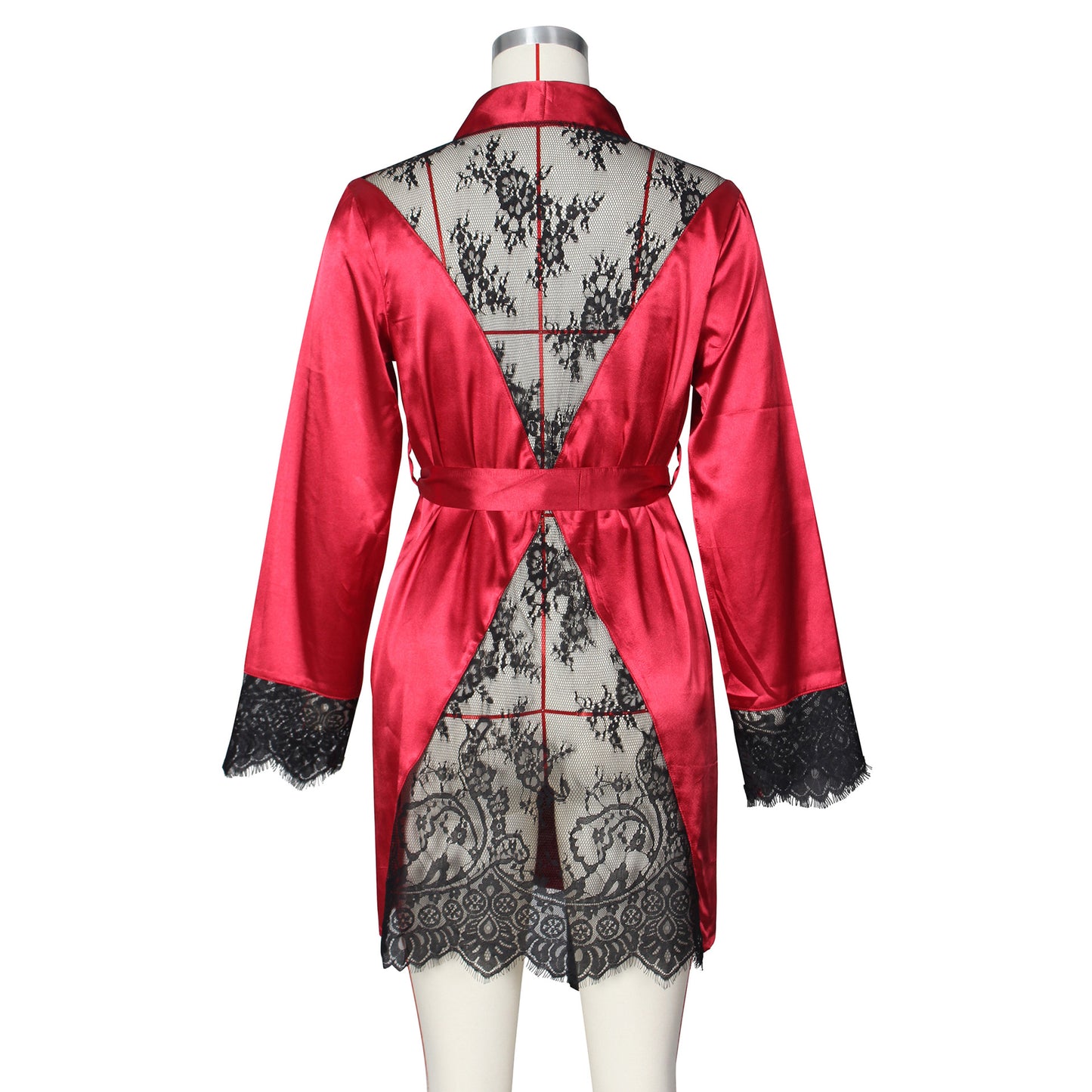 Ladies Robe Sexy See through Lace Cardigan Pajamas Bathrobe Pajamas