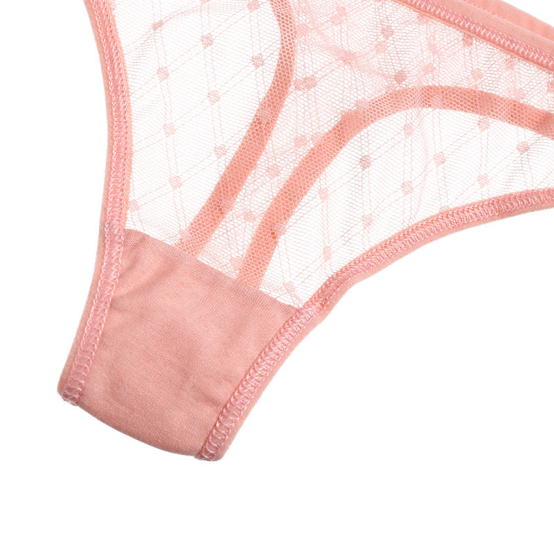 Women T Back Hollow Out Sexy Solid Color Breathable Women Underwear Low Waist High Slit Briefs
