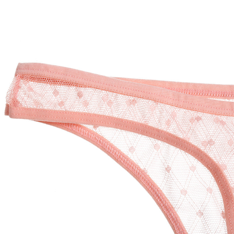 Women T Back Hollow Out Sexy Solid Color Breathable Women Underwear Low Waist High Slit Briefs
