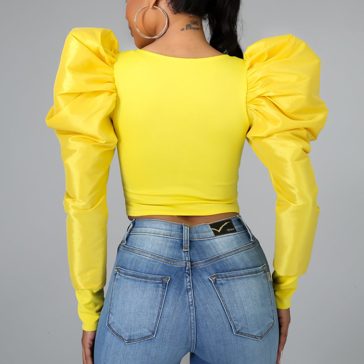 Spring Summer New Women Clothing Niche Puff Sleeve Long Sleeve Top T-shirt Trendy