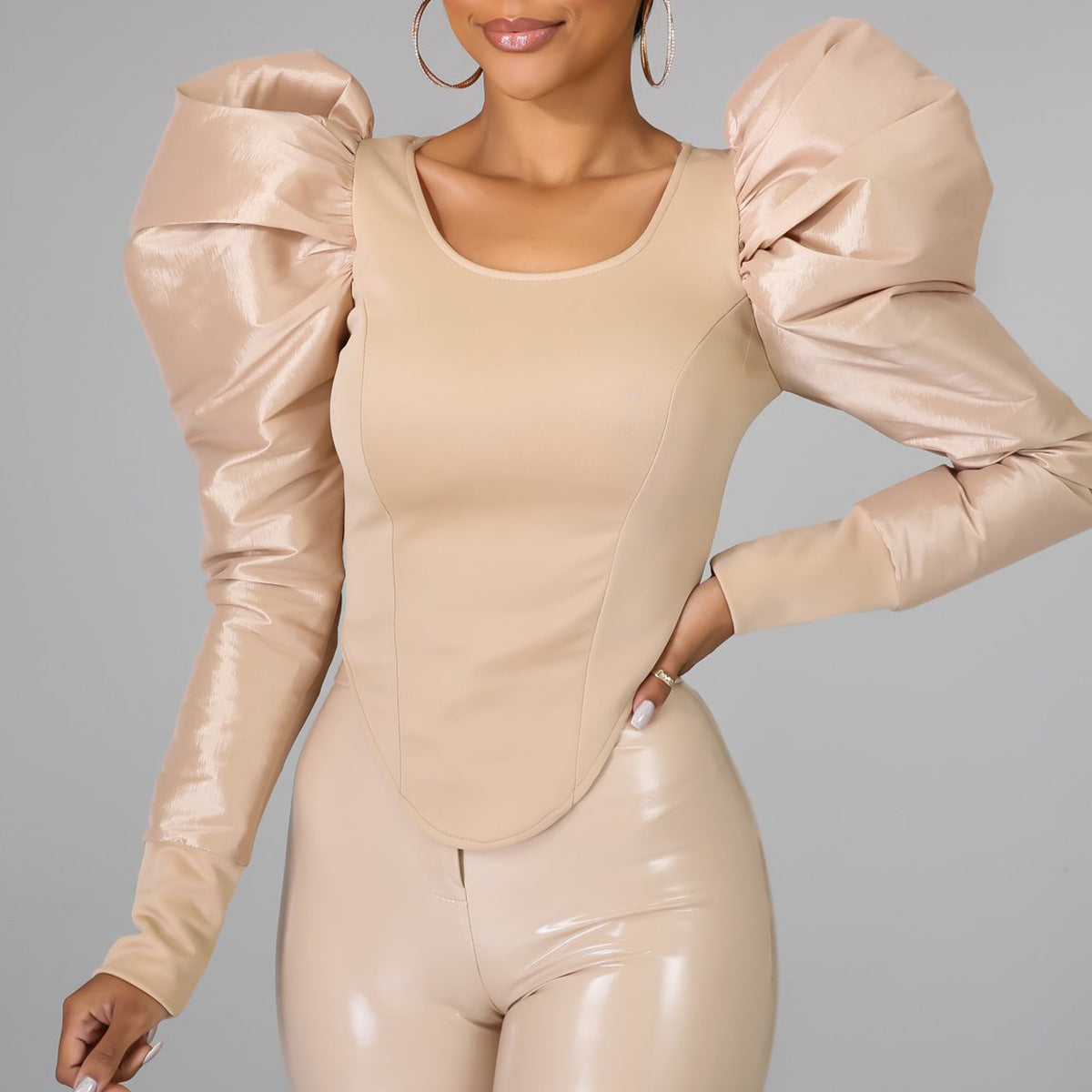 Spring Summer New Women Clothing Niche Puff Sleeve Long Sleeve Top T-shirt Trendy