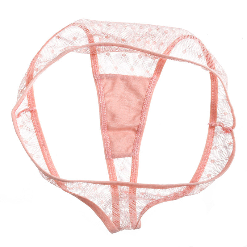 Women T Back Hollow Out Sexy Solid Color Breathable Women Underwear Low Waist High Slit Briefs