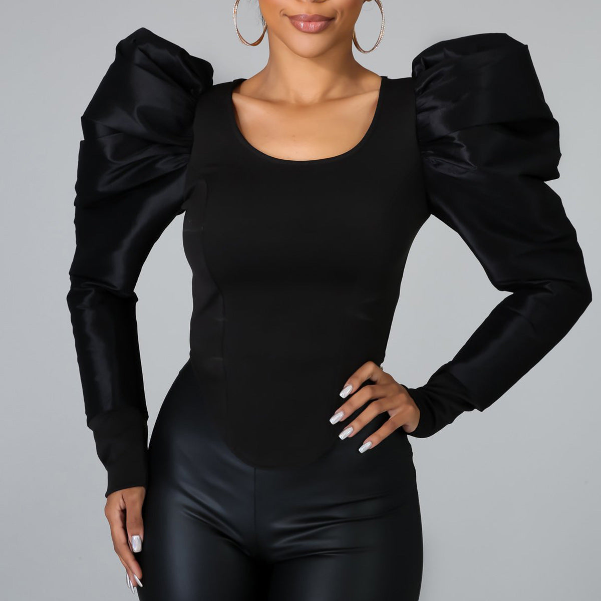 Spring Summer New Women Clothing Niche Puff Sleeve Long Sleeve Top T-shirt Trendy