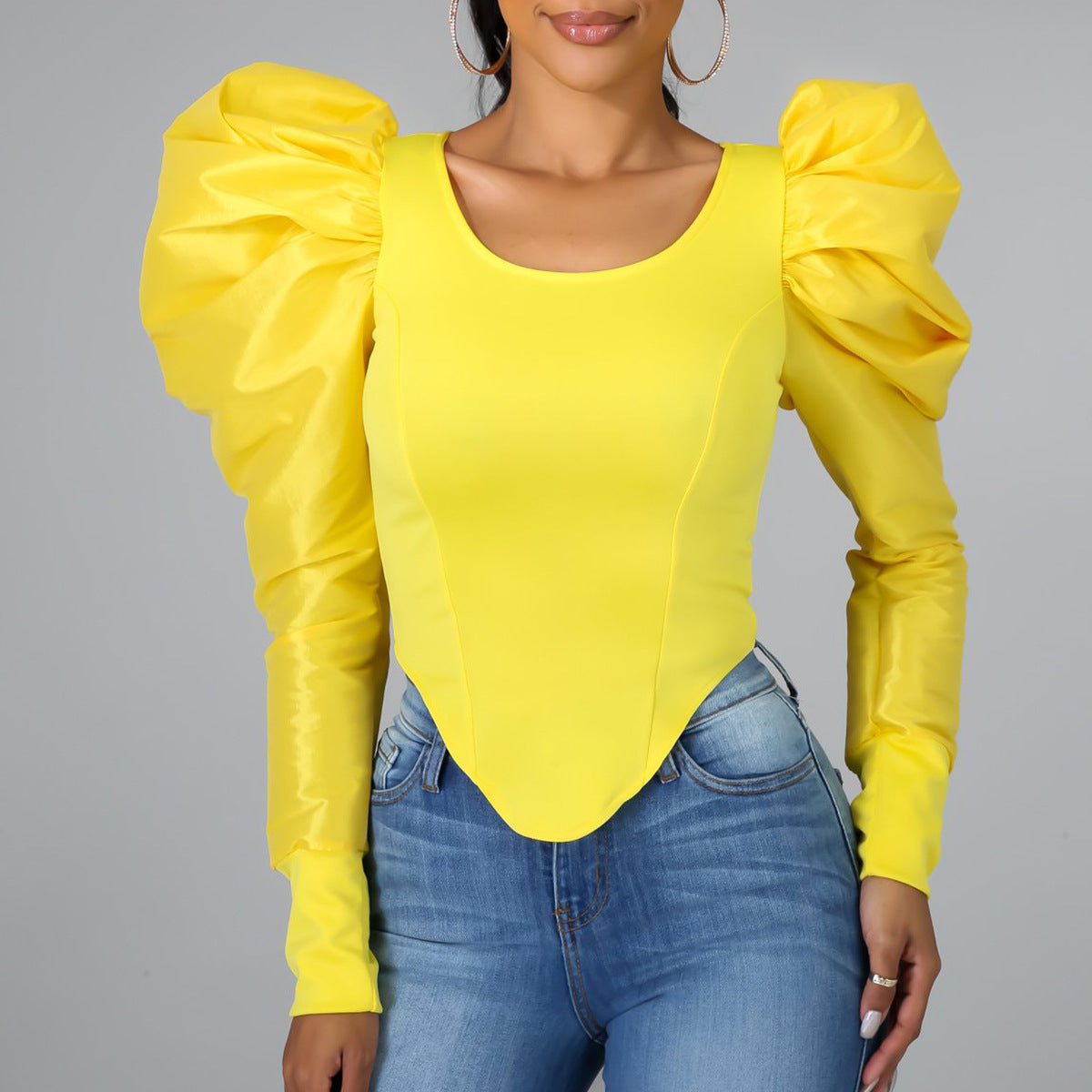 Spring Summer New Women Clothing Niche Puff Sleeve Long Sleeve Top T-shirt Trendy