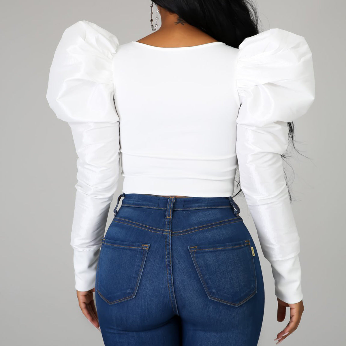 Spring Summer New Women Clothing Niche Puff Sleeve Long Sleeve Top T-shirt Trendy