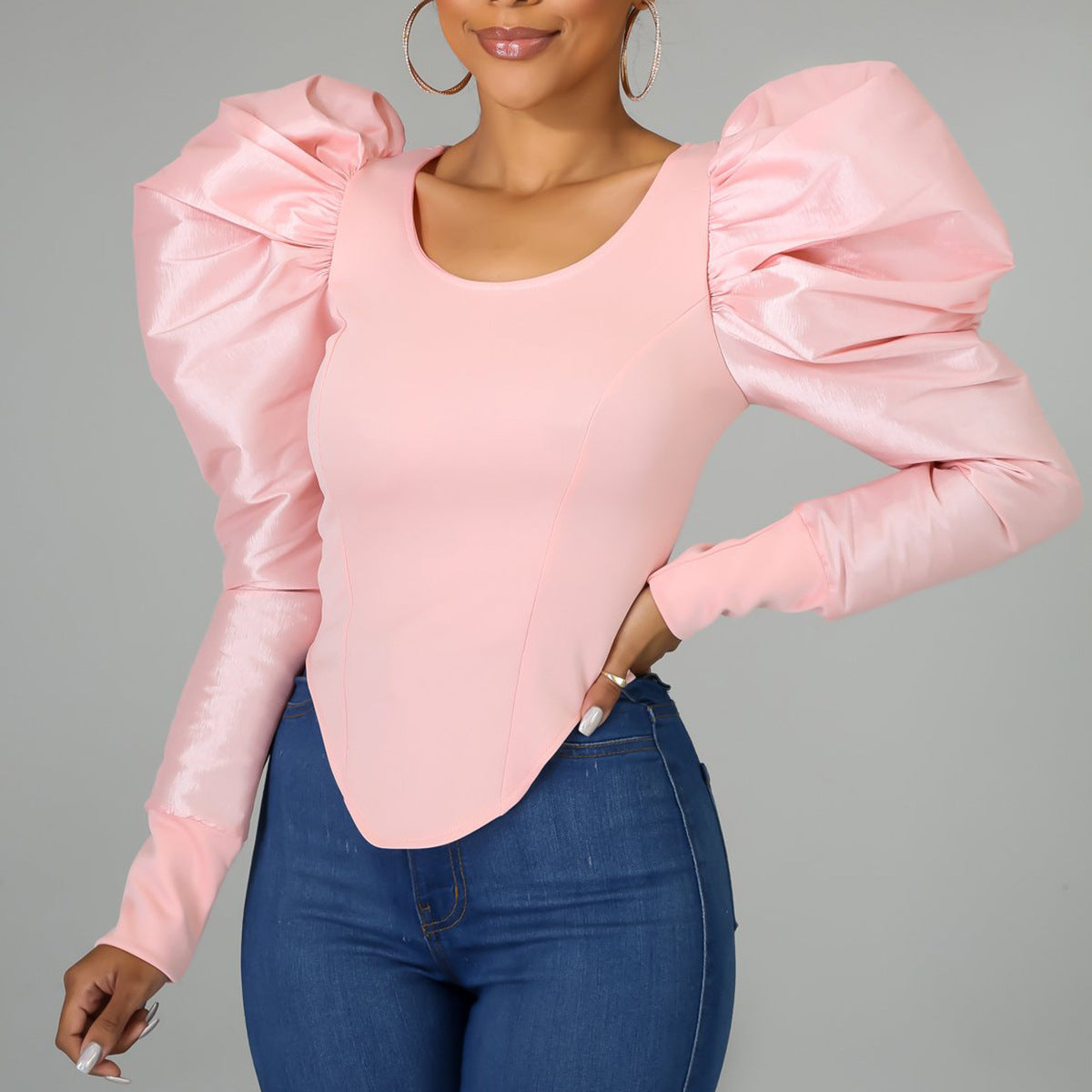Spring Summer New Women Clothing Niche Puff Sleeve Long Sleeve Top T-shirt Trendy