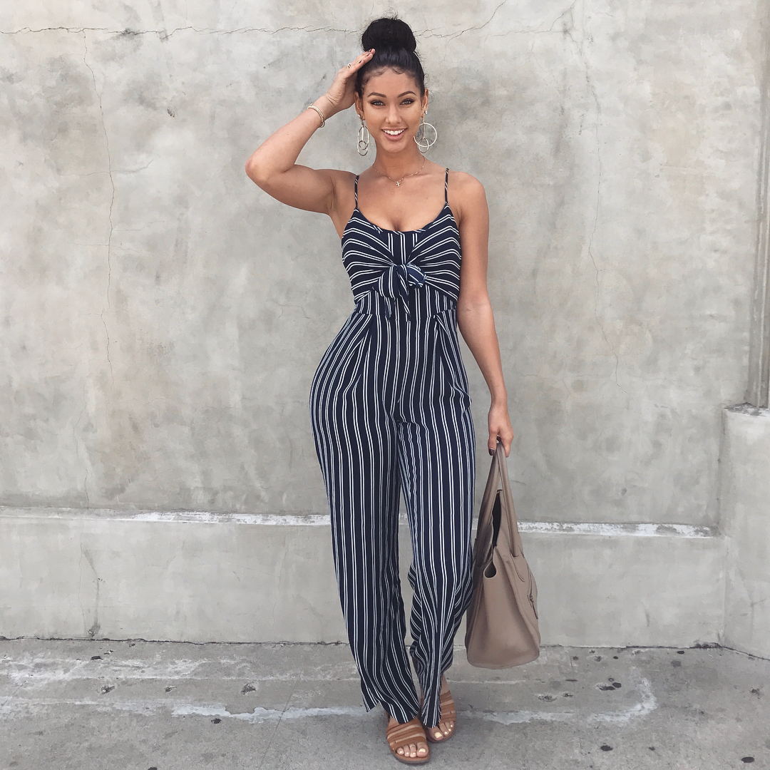 Sexy Slim Fit Striped Bow One Piece Nightclub Uniforms