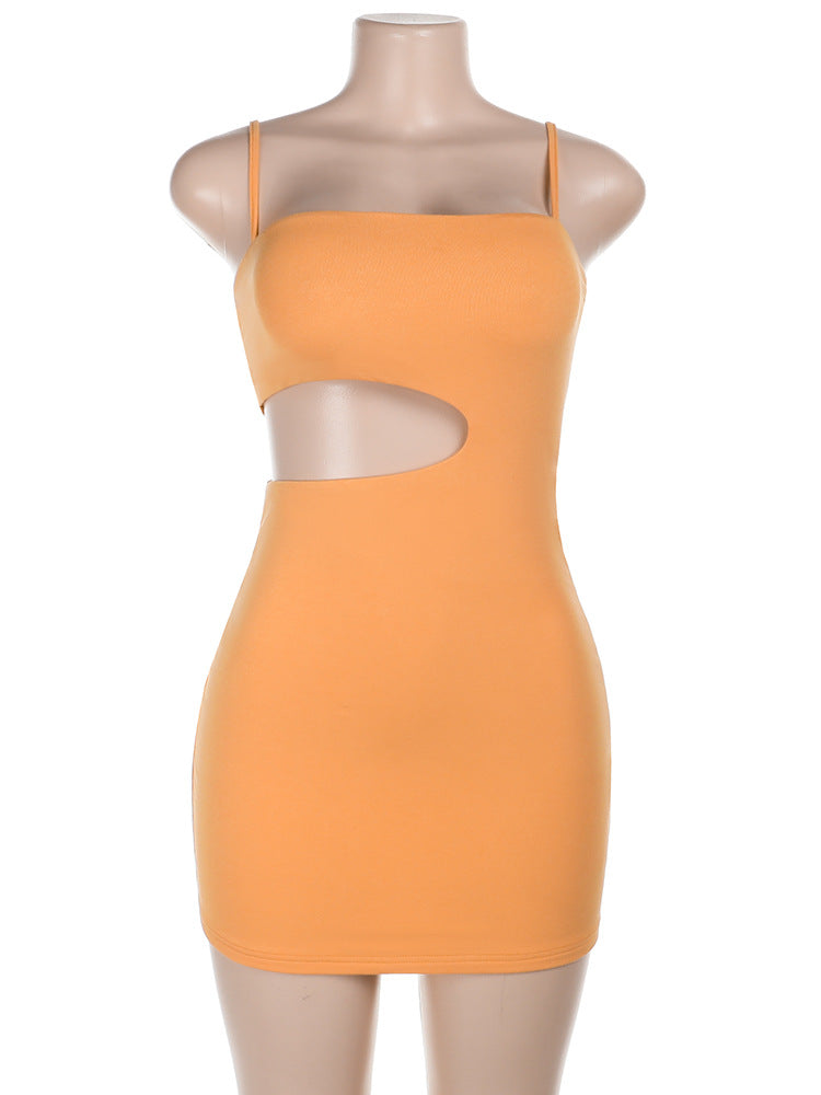 Summer Hollow Out Cutout out Camisole Sexy Basic Daily Hip Bag Dress