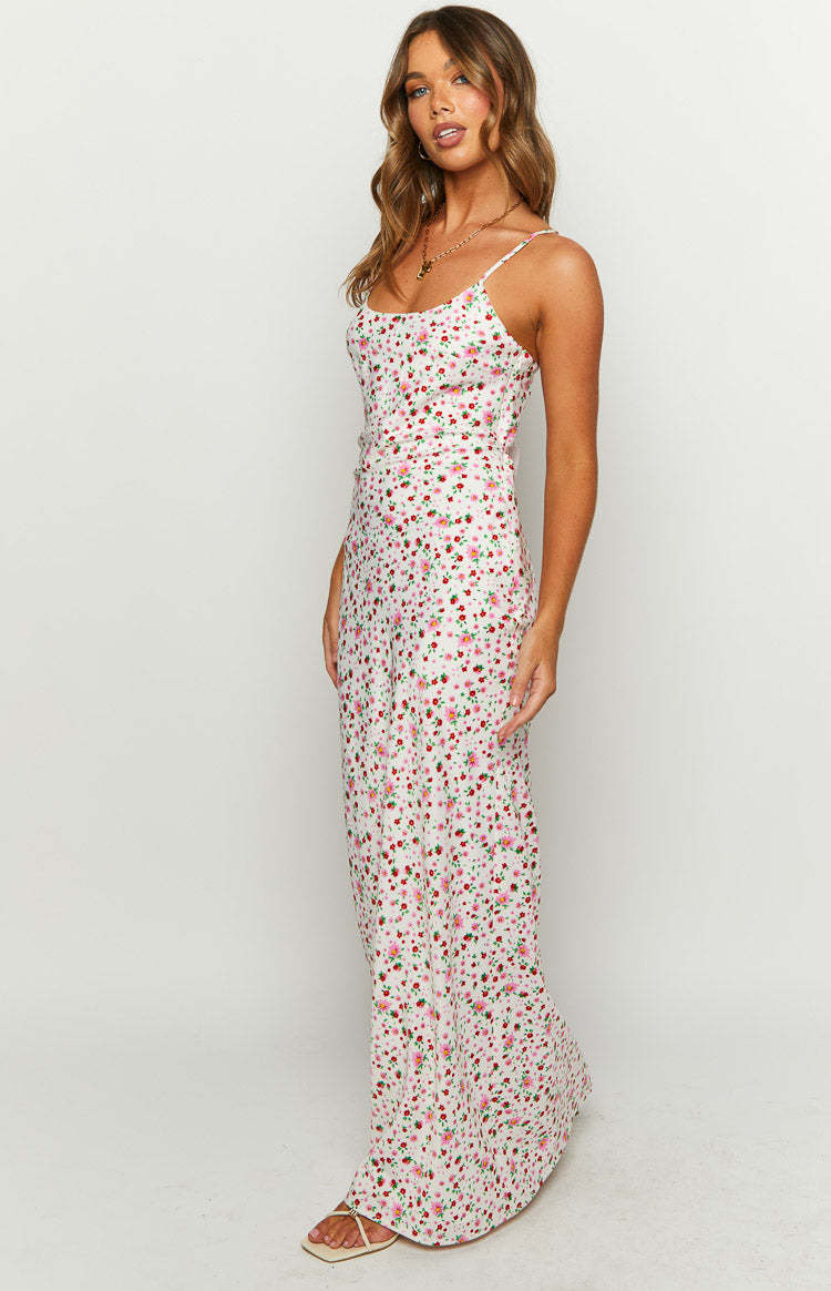 Women Clothing Summer Suspender U Collar Slim Fit Backless Floral Dress