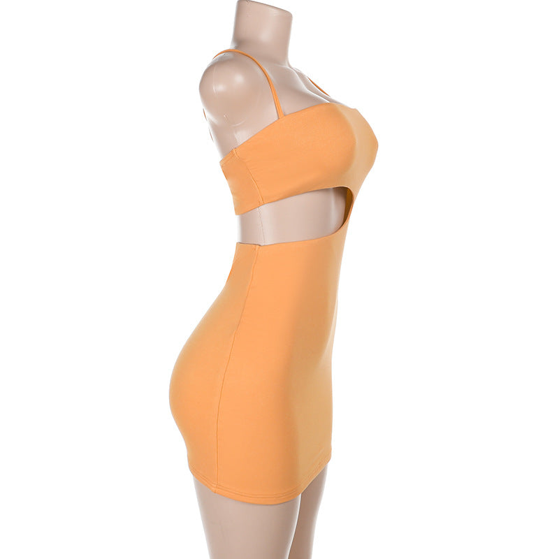 Summer Hollow Out Cutout out Camisole Sexy Basic Daily Hip Bag Dress