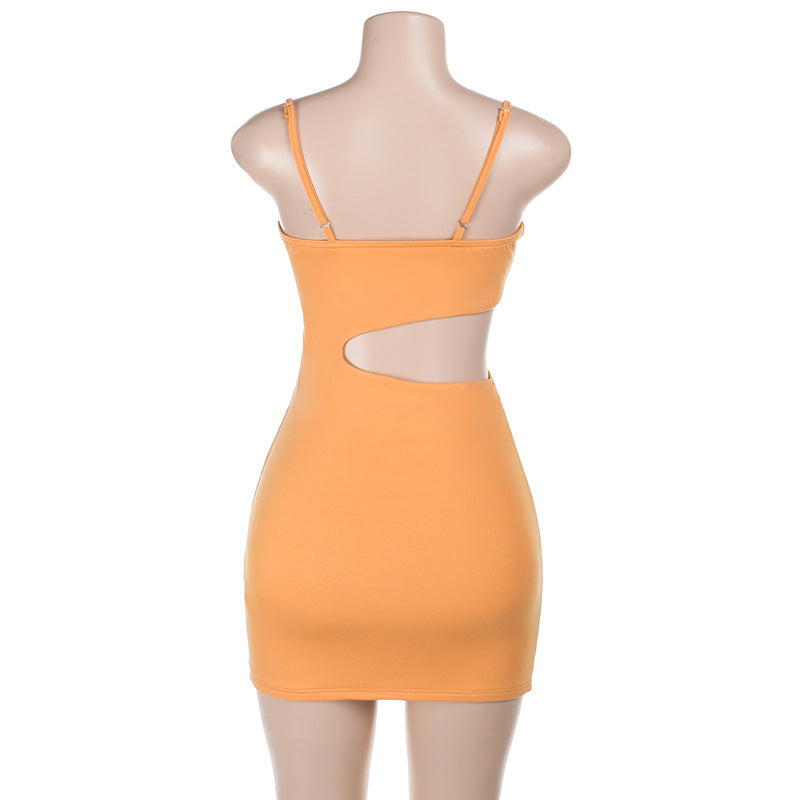 Summer Hollow Out Cutout out Camisole Sexy Basic Daily Hip Bag Dress