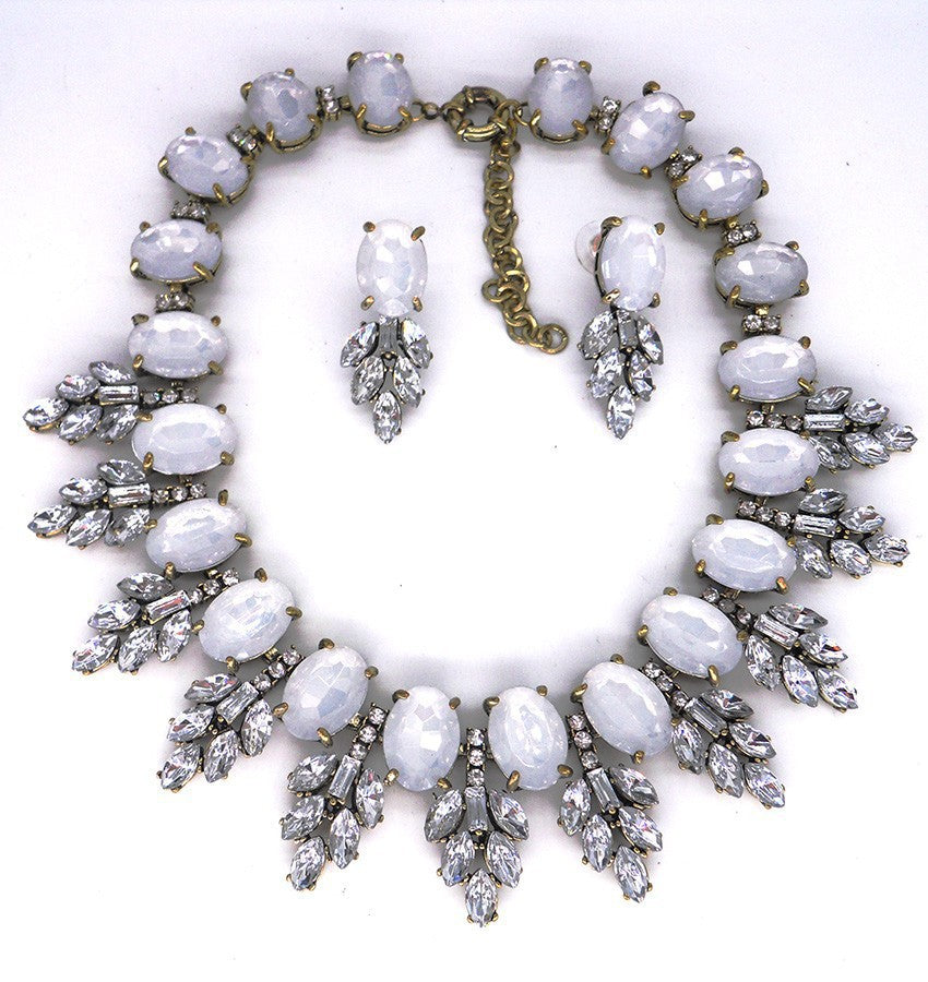 Accessories Handmade Exaggerated Colorful Crystal Necklace Earrings Suite