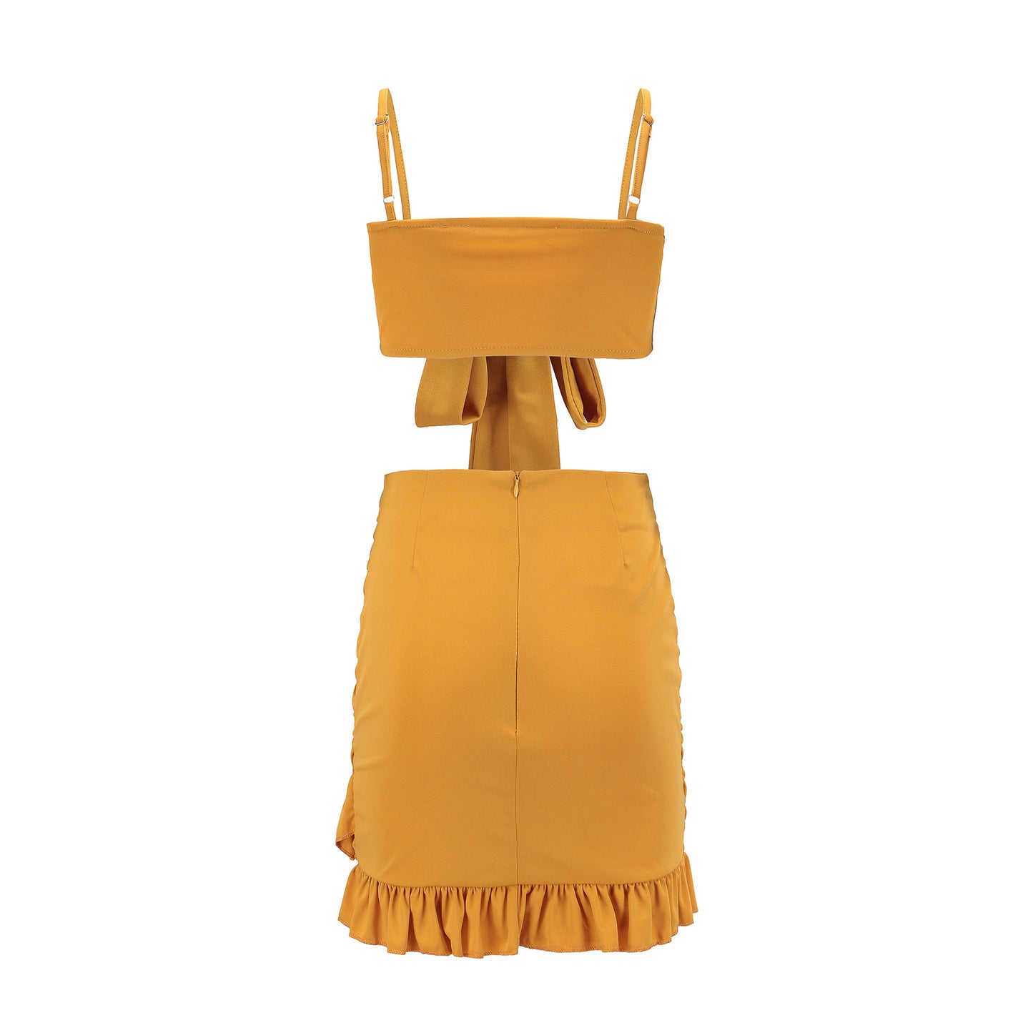 Bandeau Camisole High Waist Ruffles Package Hip Vacation Skirt Set