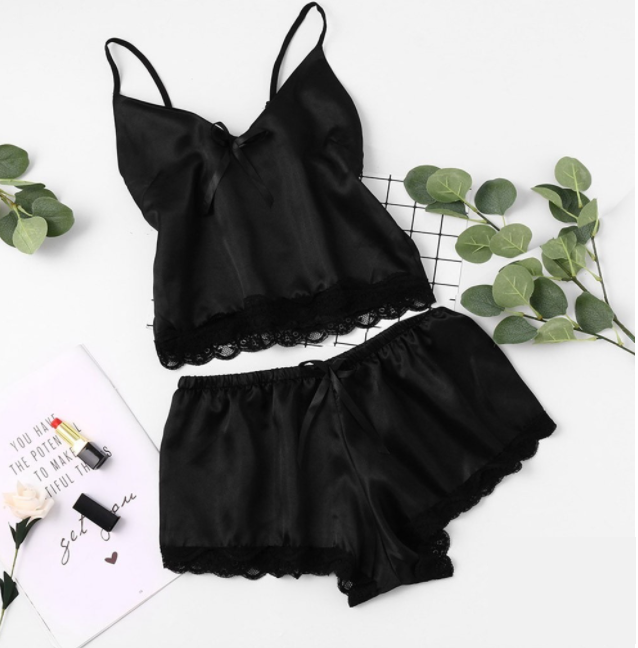 Sexy Lingerie Sexy Suit High Elastic Satin Home Pajamas Sexy 2-Piece Set