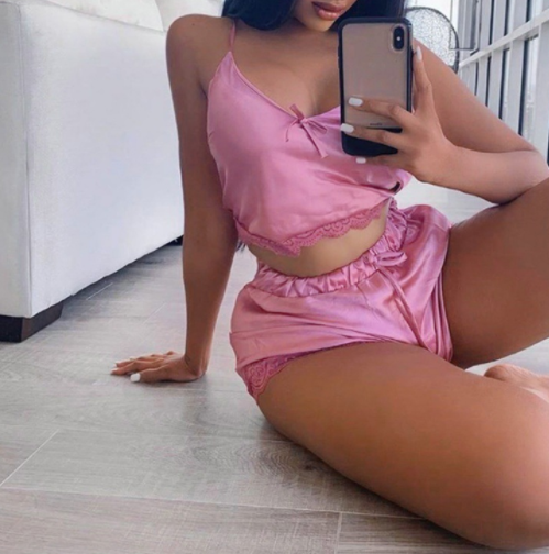 Sexy Lingerie Sexy Suit High Elastic Satin Home Pajamas Sexy 2-Piece Set