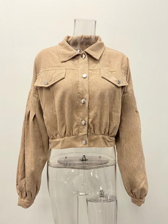Autumn Winter Lantern Long Sleeve Corduroy Casual Short Coat Jacket Women Clothing