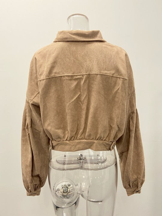 Autumn Winter Lantern Long Sleeve Corduroy Casual Short Coat Jacket Women Clothing