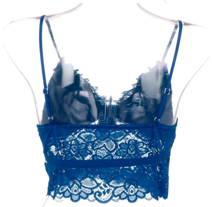 Sexy Goddess Hazy Sexy Charming Hollow Out Cutout Lace Thin Strap Triangle Cup Bra Wireless Backless Women Underwear
