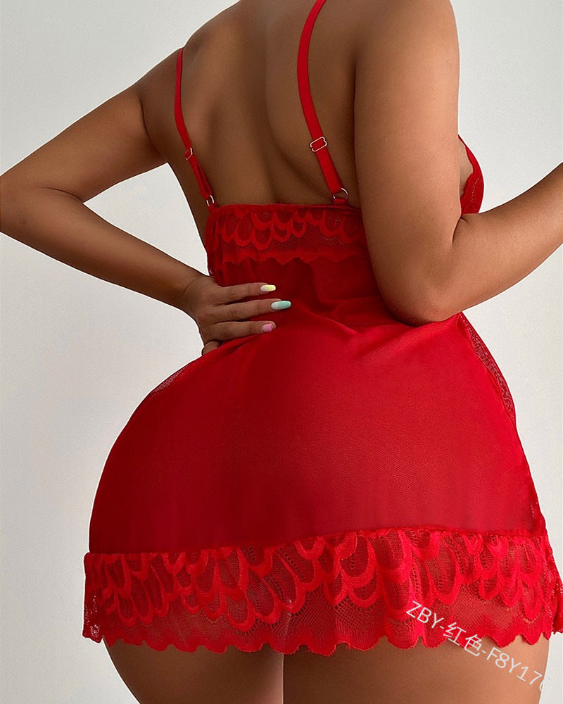 Pajamas Sexy Backless Temptation Lace Edge Cami Dress Home Wear