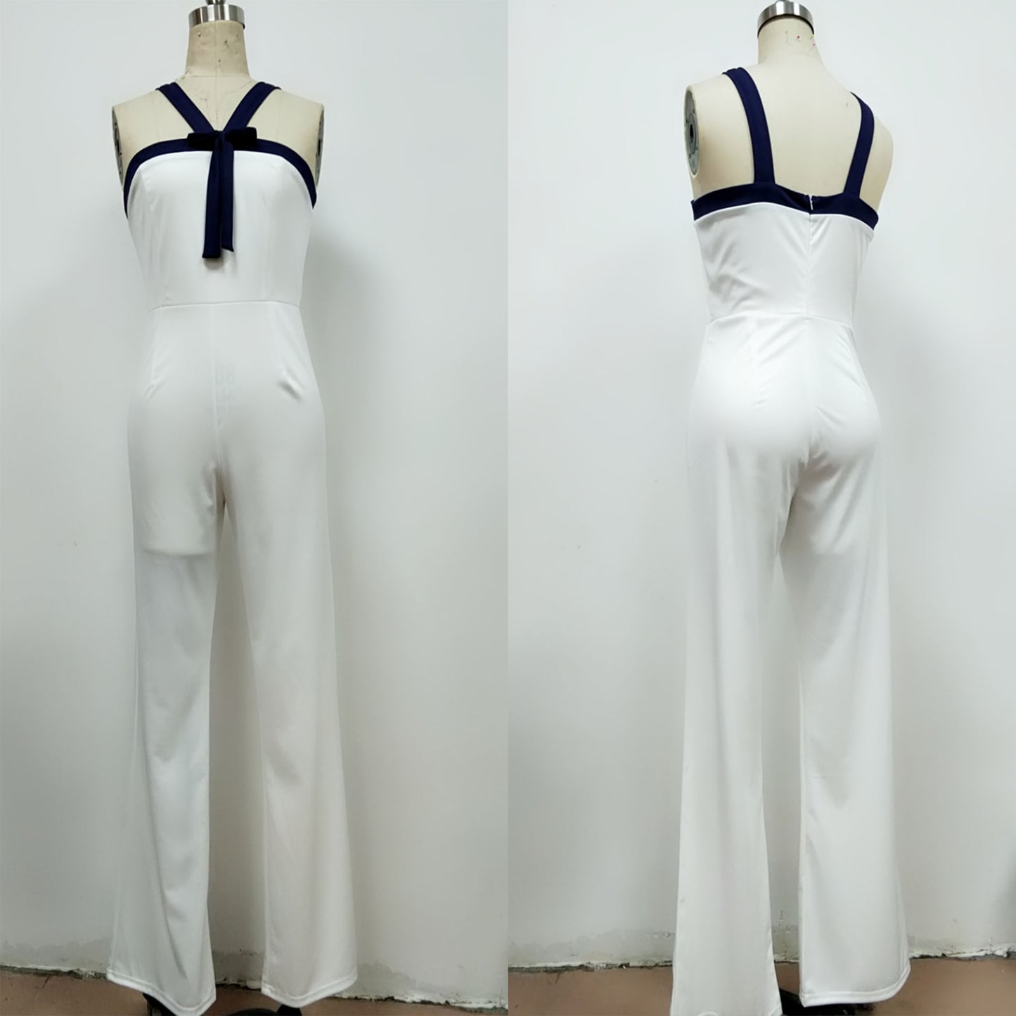 New Women Clothing Contrast Color Suspender Hot White Women Jumpsuit