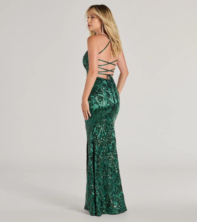 Popular Sequin Sling Dress Women Maxi Dress Slim Split Evening Dress
