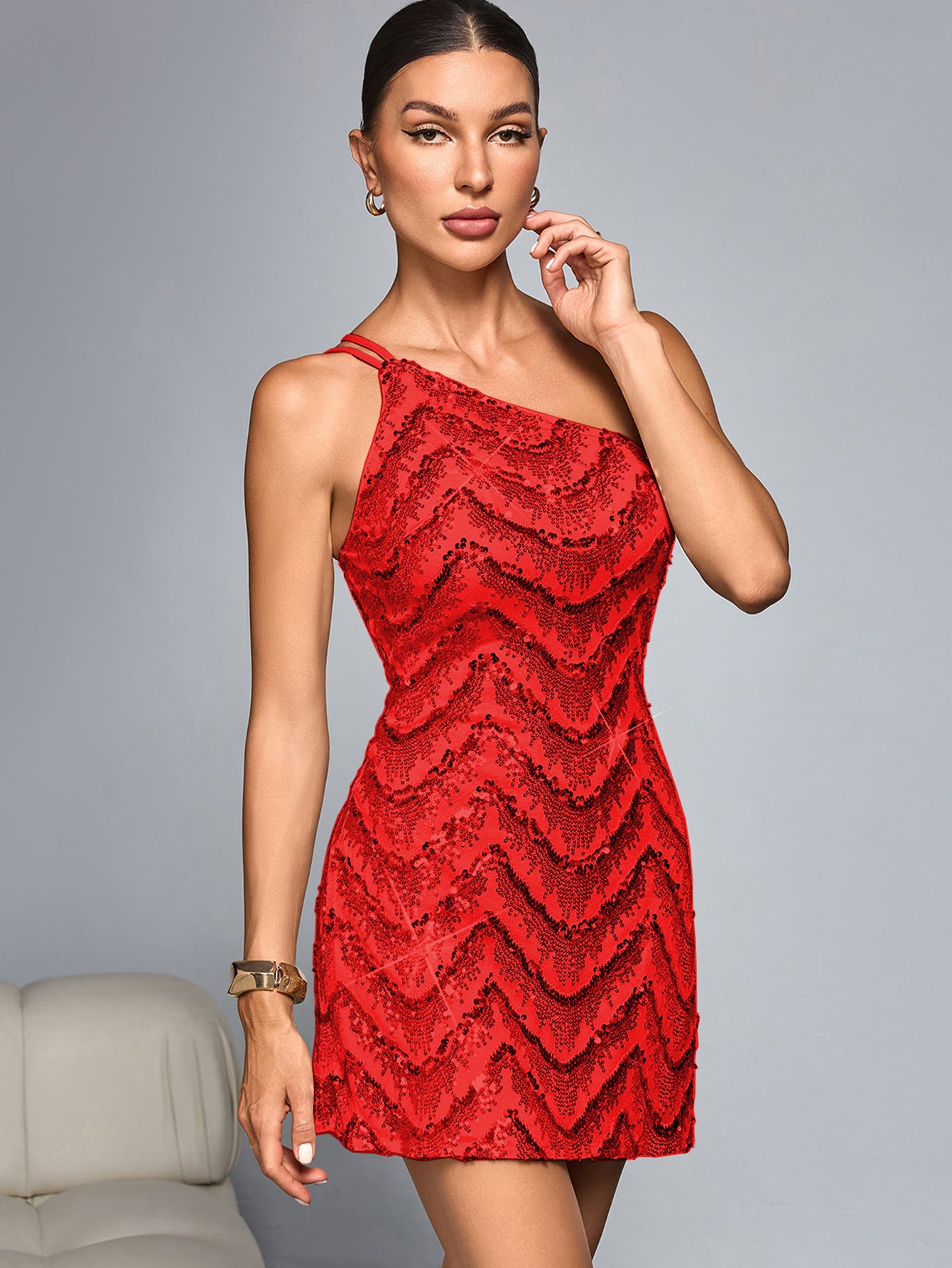Sexy Sequin Sling Dress Short Dress Women Clothing Party Dress