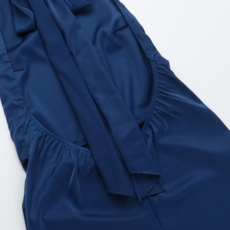 Autumn Elegant Slim Satin Elegant Backless Dress for Women Dress
