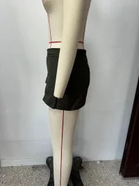 Retro Workwear Skirt Summer High Waist Pocket Skirt Women