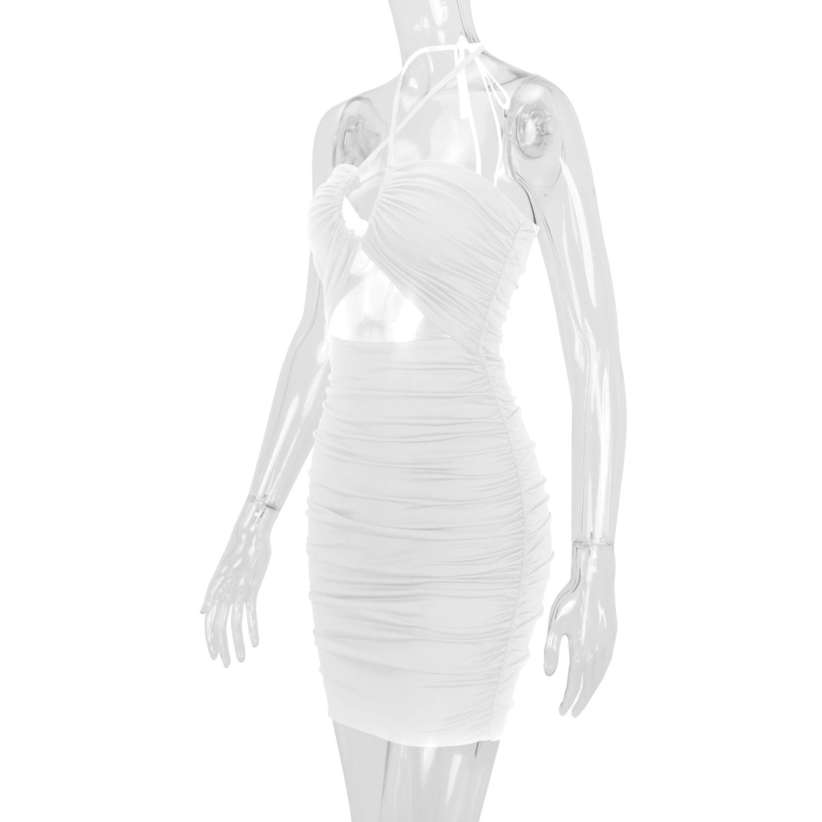 Women Clothing Dress Cross Lace up Cutout Sheath Slim Fit Sexy Dress