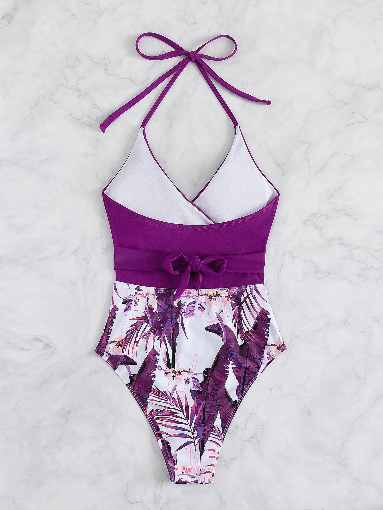 Swimsuit Women Triangle One Piece Lace Printing Bikini Swimsuit Crisscross