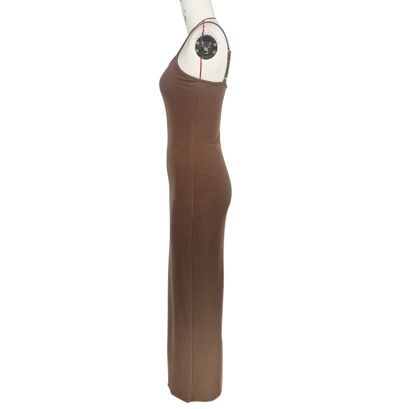 Summer Women Dress Solid Color Dress Comfort Casual Strap Dress