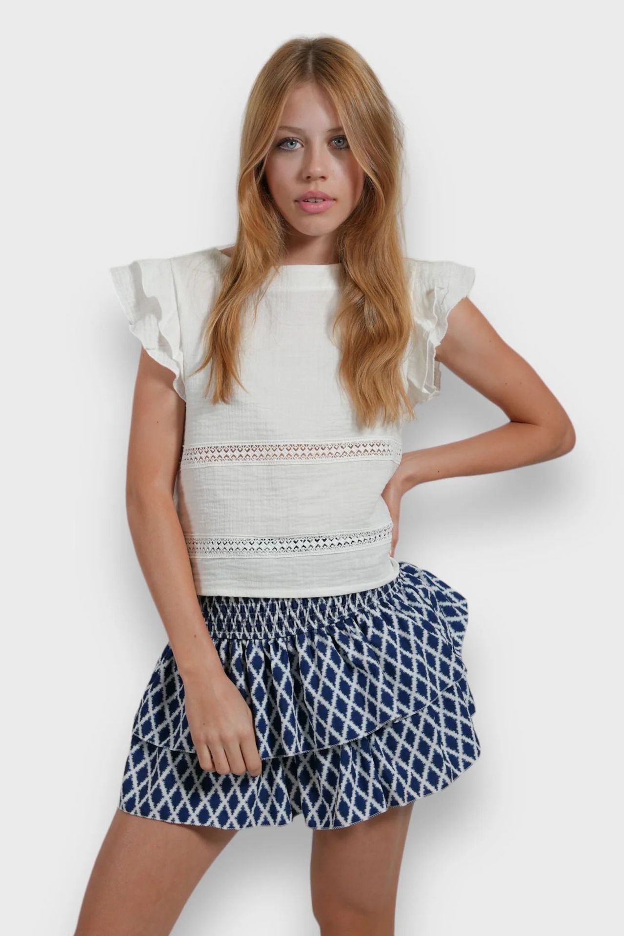 Spring Summer Women Clothing Retro Personalized Printing Splicing Skirt