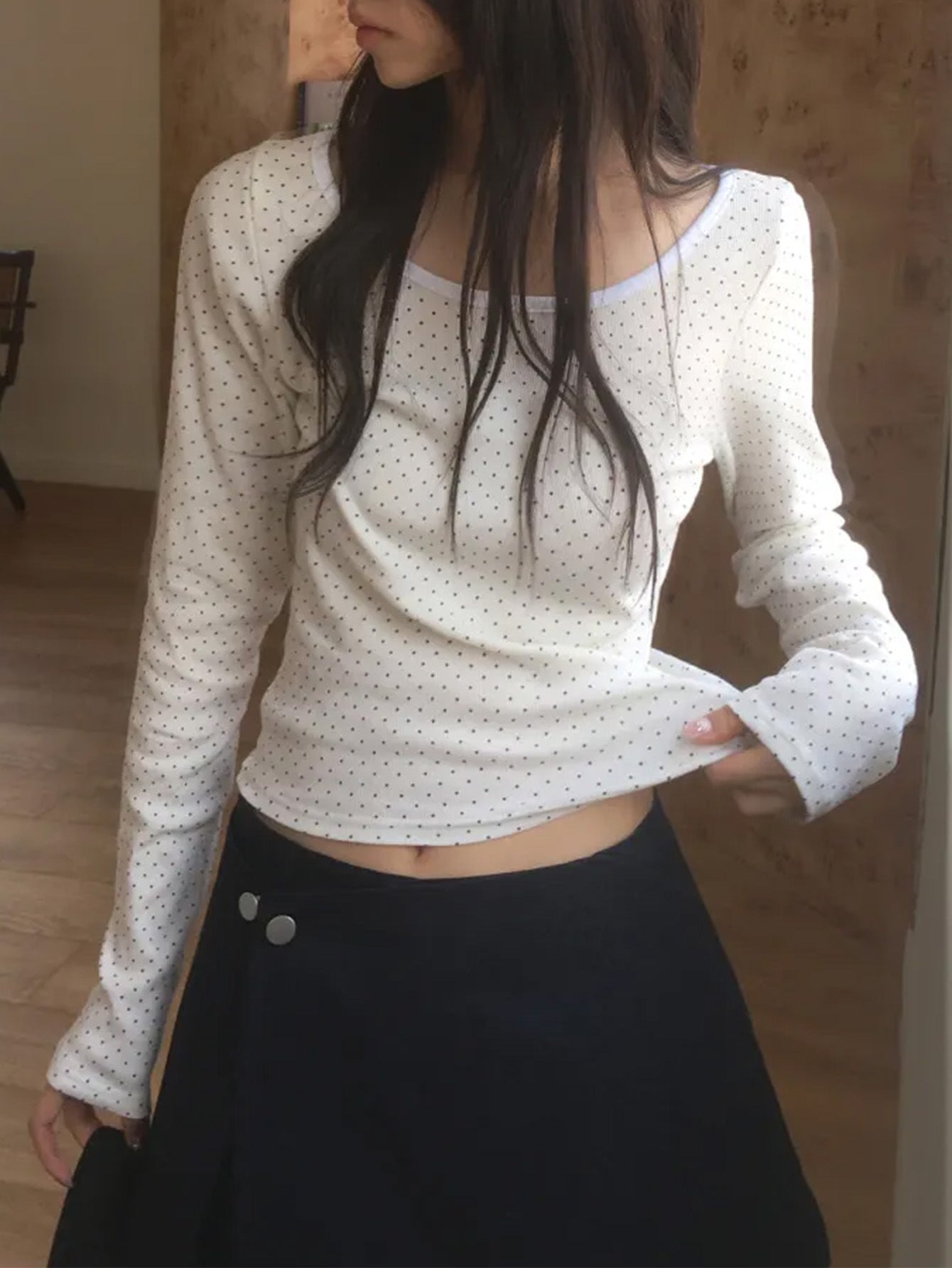 Casual Vacation Long Sleeved Bottoming Shirt Top T shirt Women Clothing Autumn Winter