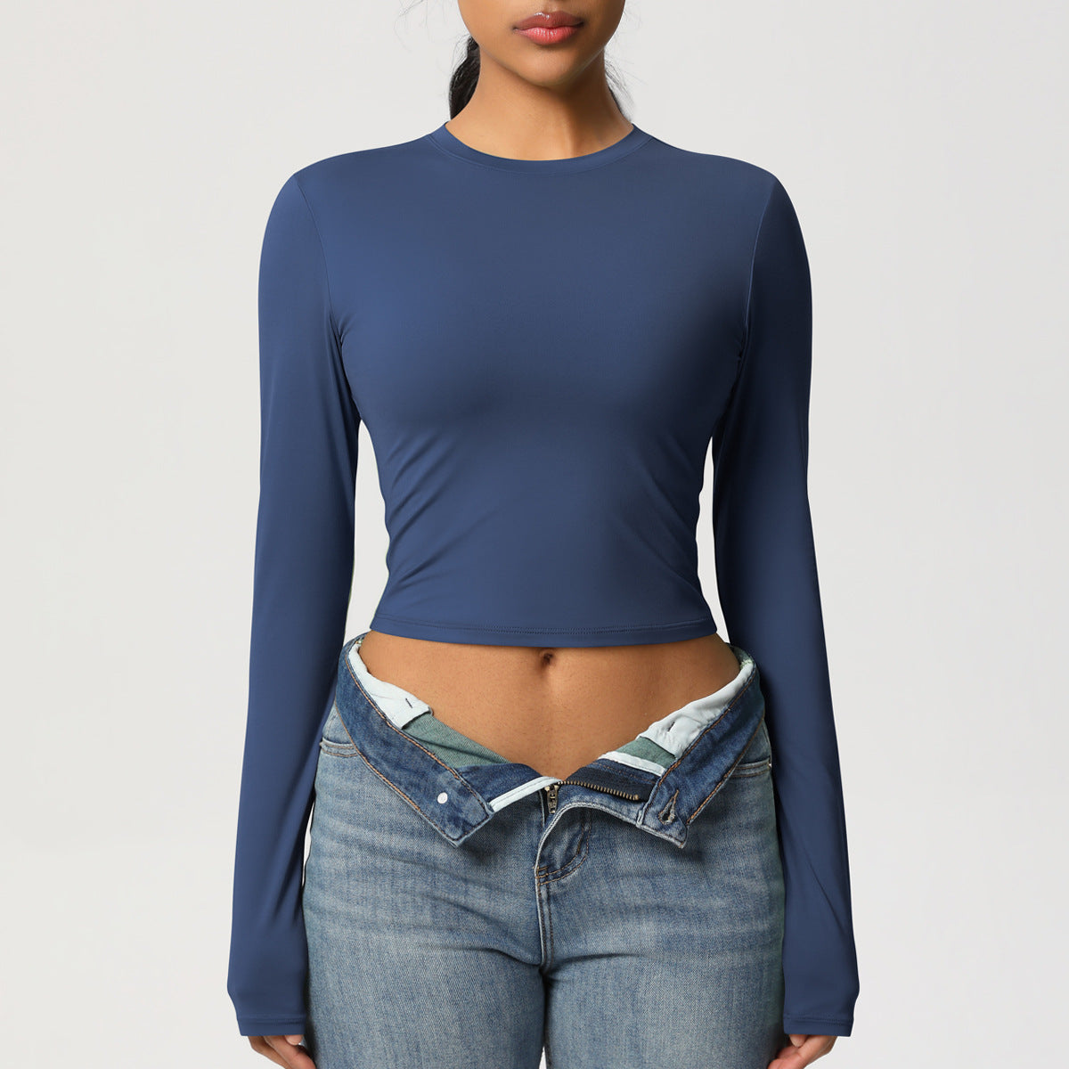 Nude Feel Tight Sports T shirt Quick Drying Breathable Long Sleeves Yoga Clothes Pilates Running Sports Fitness Long Sleeved Upper Garment