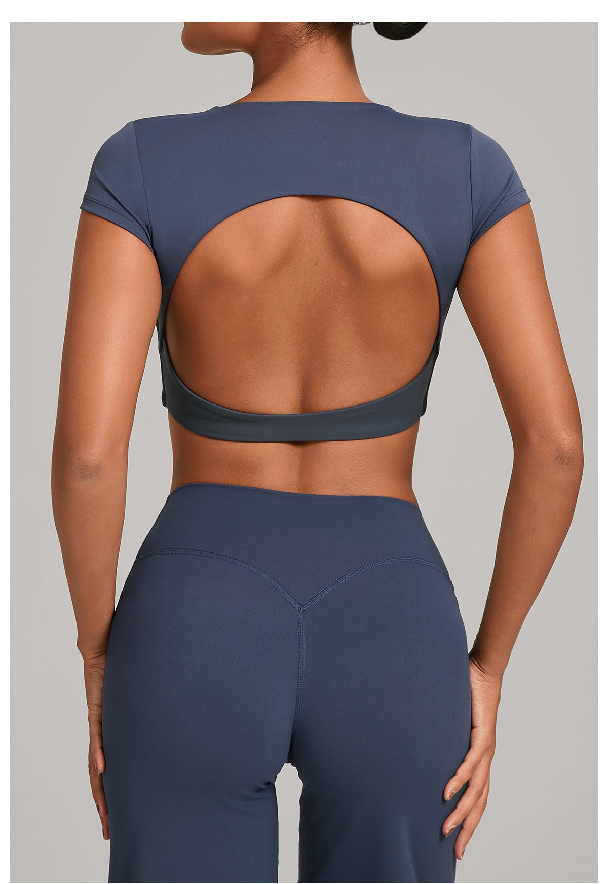 Backless Running Top Double Layer Sewing without Chest Pad Yoga Clothes Fitness Short Sleeve Women